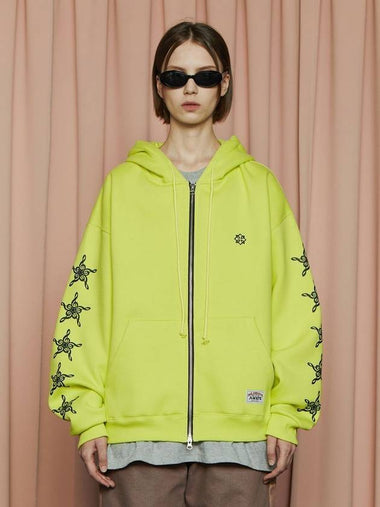 Star Hooded Zip Up Lime Yellow - UNALLOYED - BALAAN 1