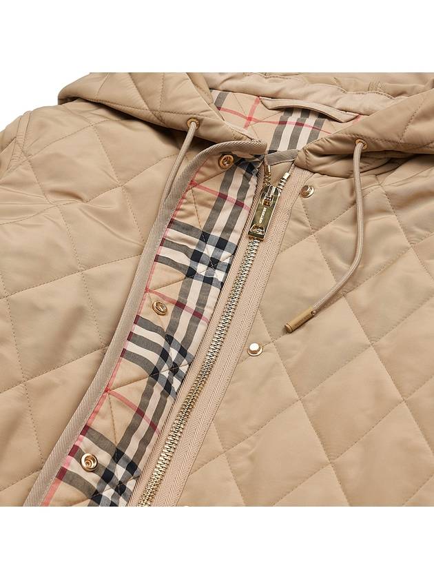 Diamond Quilted Hooded Single Coat Beige - BURBERRY - BALAAN 11