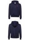 Small Heart Logo Cotton Hoodie Blue - AMI - BALAAN 5