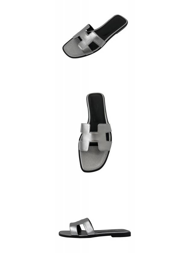 Oran Leather Sandals Silver - HERMES - BALAAN 5