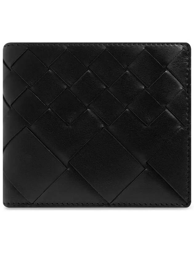 Intrecciato Leather Bi Fold Half Wallet Black - BOTTEGA VENETA - BALAAN 2