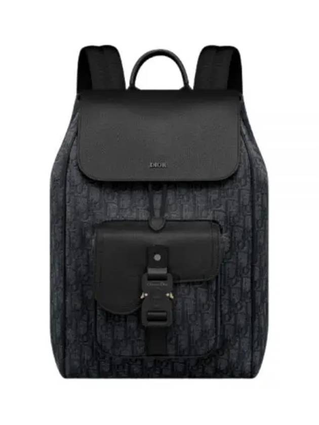 Saddle Oblique Jacquard Grained Calfskin Backpack Black - DIOR - BALAAN 2