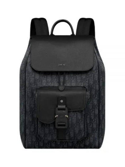 Saddle Oblique Jacquard Grained Calfskin Backpack Black - DIOR - BALAAN 2