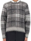 Check 4 Bar Mohair Knit Top Grey - THOM BROWNE - BALAAN 2