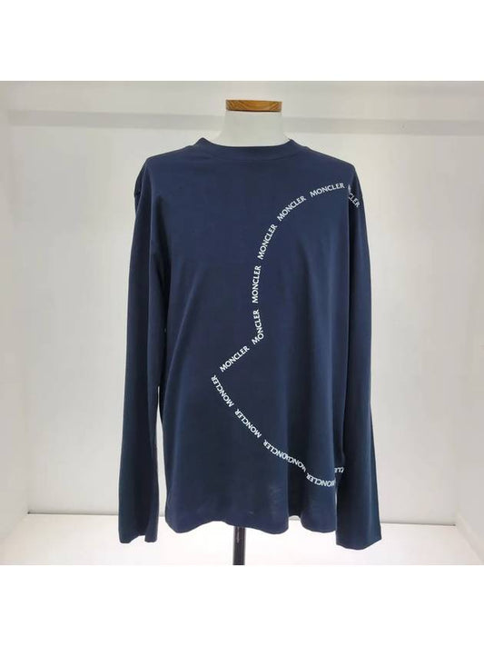 logo outline long sleeve t-shirt navy - MONCLER - BALAAN.