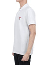 Men's Heart Logo Polo Shirt White - AMI - BALAAN 4