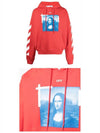 Mona Lisa paint print oversized hooded top red - OFF WHITE - BALAAN.