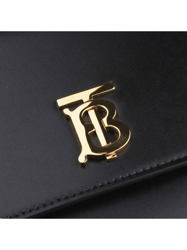 TB Logo Leather Flat Mini Cross Bag Black - BURBERRY - BALAAN 3