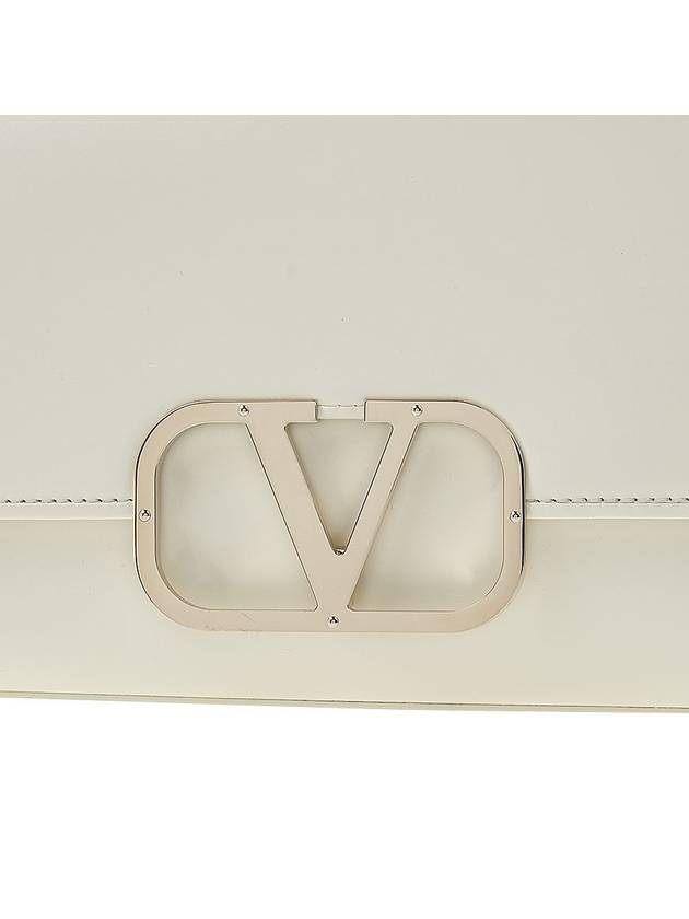 V Logo Plaque Foldover Shoulder Bag White - VALENTINO - BALAAN 7