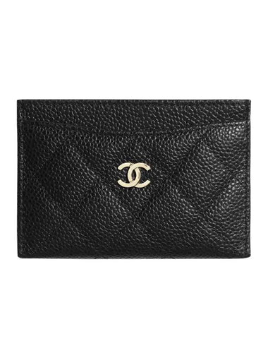 Gold CC Logo Caviar Card Wallet Black - CHANEL - BALAAN 1