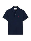 Heart Logo Polo Shirt Navy - AMI - BALAAN 2