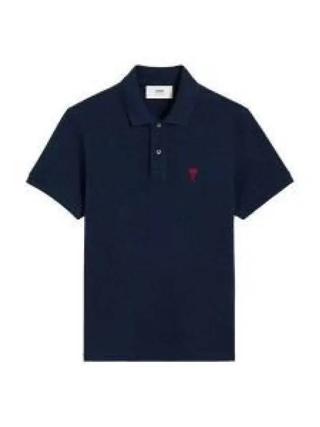 Heart Logo Polo Shirt Navy - AMI - BALAAN 2