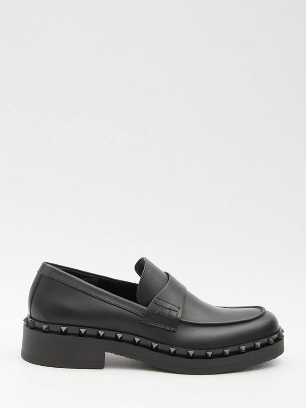 Rock Stud Leather Loafers Black - VALENTINO - BALAAN 2