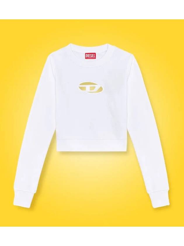 F Slimmy Cutout Logo Crop Sweatshirt White - DIESEL - BALAAN 7