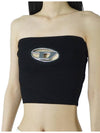 Women's D Logo Knit Crop Sleeveless Black - DIESEL - BALAAN 7