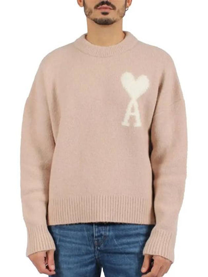 Knit heart intarsia oversized alpaca UKS025 KN0032 685 - AMI - BALAAN 2