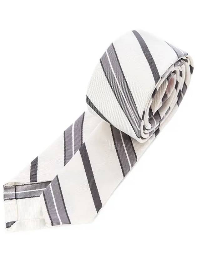 Striped Silk Tie Ivory - THOM BROWNE - BALAAN 2