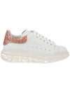 Oversized Fit Glitter Low Top Sneakers Pink White - ALEXANDER MCQUEEN - BALAAN 1