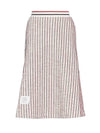 Textured Cotton Tweed Stripe Flared A Line Skirt - THOM BROWNE - BALAAN 1