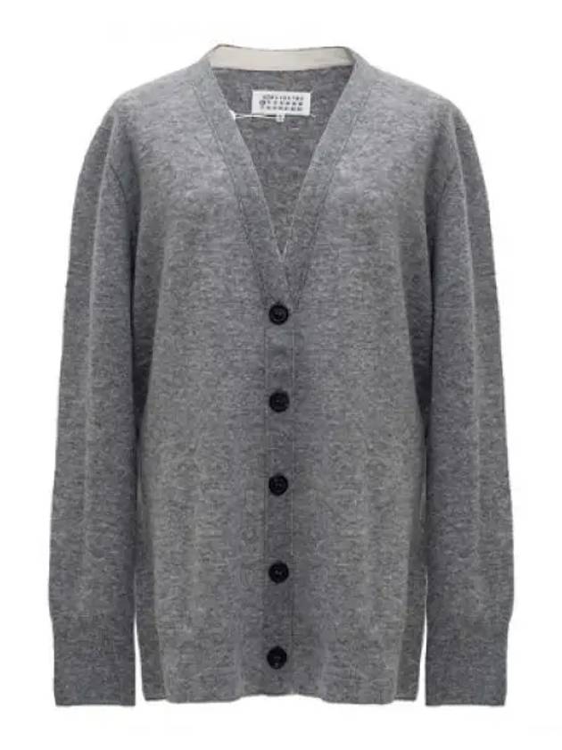 Women's V-neck Knit Wool Cardigan Grey - MAISON MARGIELA - BALAAN 2