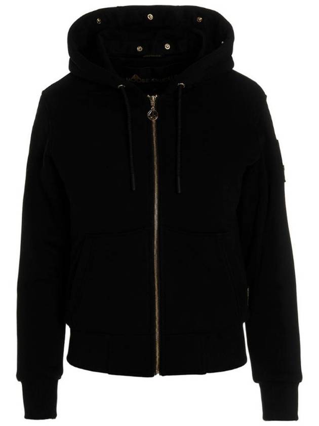 Madison Bunny Logo Gold Hardware Hooded Zip Up Black - MOOSE KNUCKLES - BALAAN 5