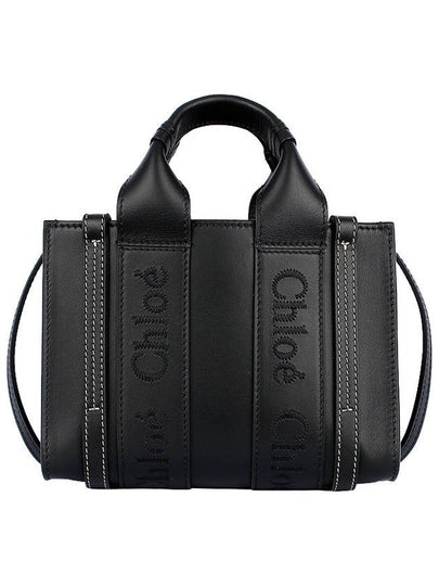 Woody Logo Calf Leather Mini Tote Bag Black - CHLOE - BALAAN 2