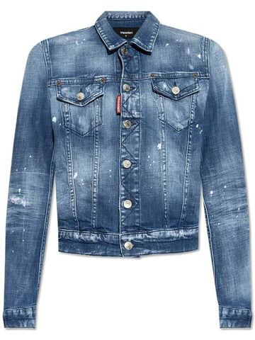 Dsquared2 Denim Jacket With Vintage Effect, Women's, Blue - DSQUARED2 - BALAAN 1