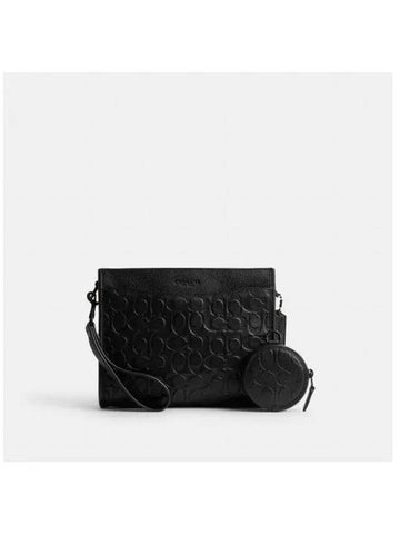 Hitch Convertible Crossbody Signature Leather Hybrid Pouch Bag Black - COACH - BALAAN 1