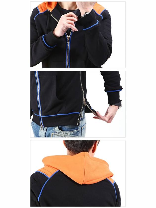 Hooded Zip-Up Jacket Orange Black - BALMAIN - BALAAN 6