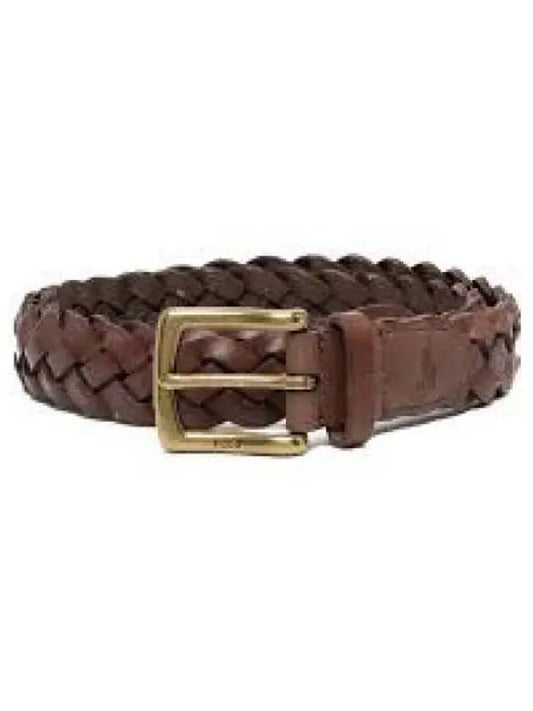 Savings Braided Leather Belt Brown - POLO RALPH LAUREN - BALAAN 1