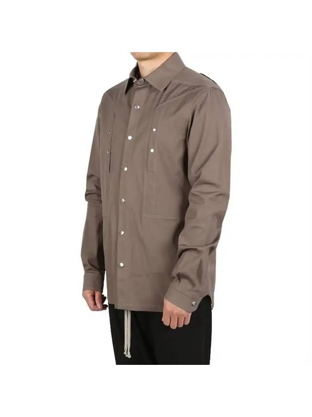 Button Cotton Shirt Jacket Dust - RICK OWENS - BALAAN 1