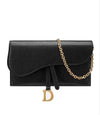 Long Saddle Chain Goatskin Shoulder Bag Black - DIOR - BALAAN 1