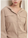 Women's Adore Side Shirring Hooded Blouse Beige - MICANE - BALAAN 3