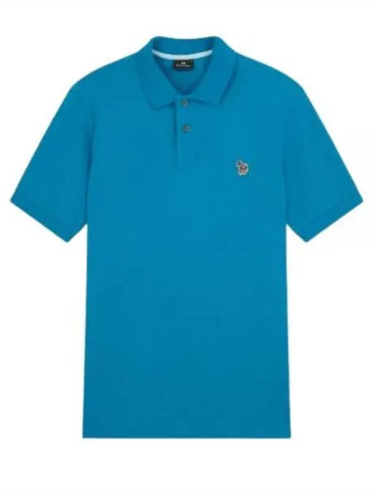 Zebra Regular Fit Polo Shirt Blue - PAUL SMITH - BALAAN 2