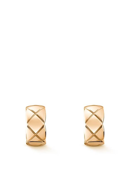 Coco Crush Earrings Quilted Motif 18K Beige Gold - CHANEL - BALAAN 2