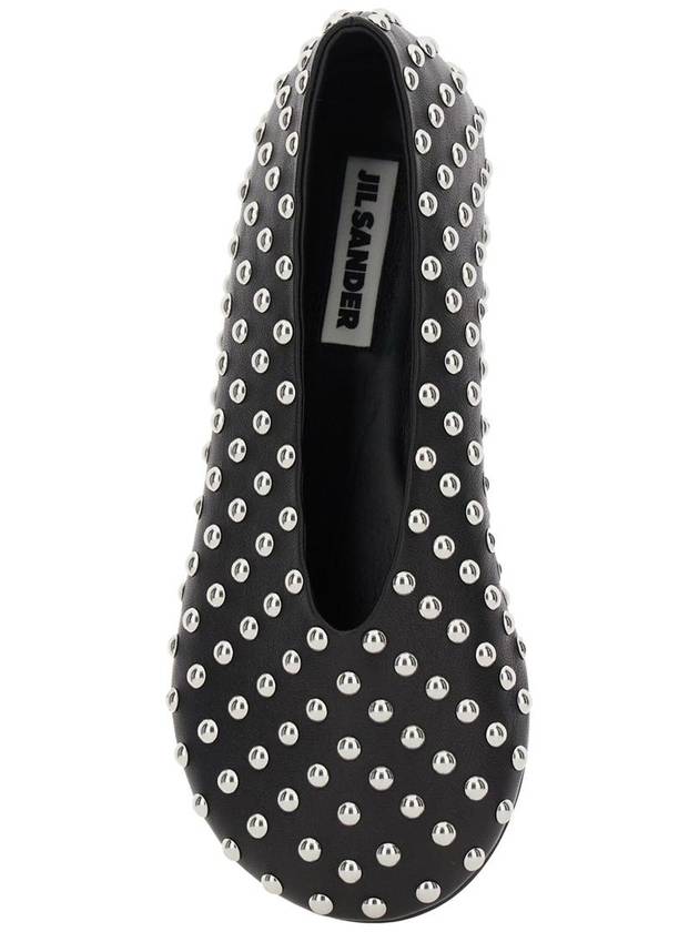 Black Ballet Flats With All-Over Stud In Leather Woman - JIL SANDER - BALAAN 4