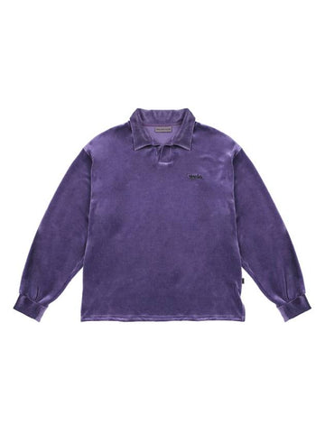 Velvet Open Rugby Polo Shirt Purple - ARCANE FUNK - BALAAN 1