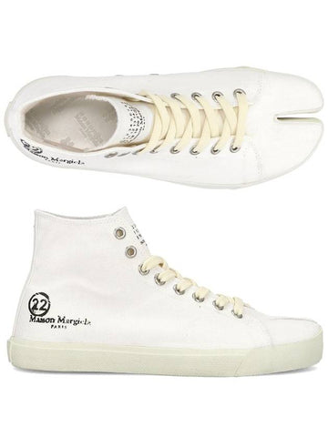 Tabi Logo High Top Sneakers Ivory - MAISON MARGIELA - BALAAN 1