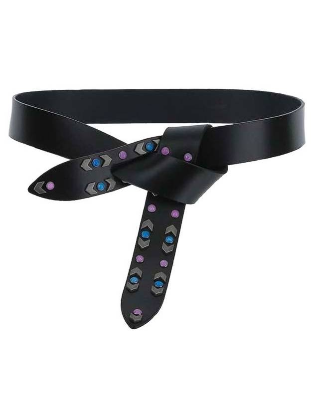 Lecce Stud Detail Leather Belt Black - ISABEL MARANT - BALAAN 2