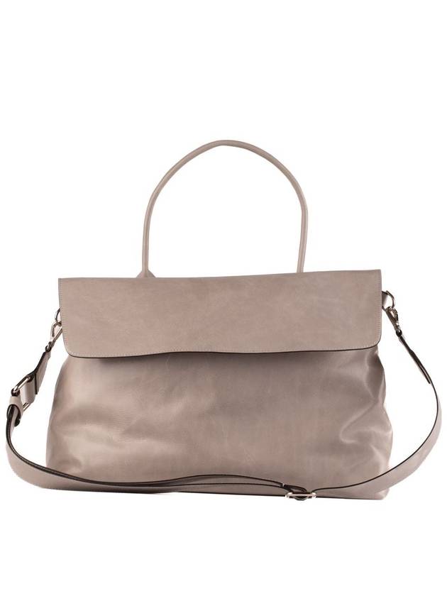 Dondup Light Gray Glossy Leather Bag - DONDUP - BALAAN 1