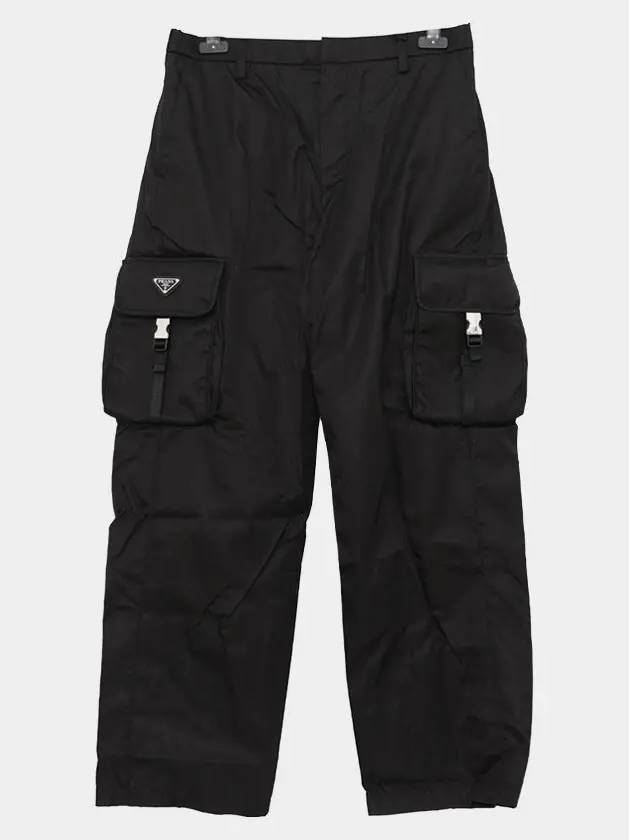 Triangle Logo Cargo Straight Pants Black - PRADA - BALAAN 4