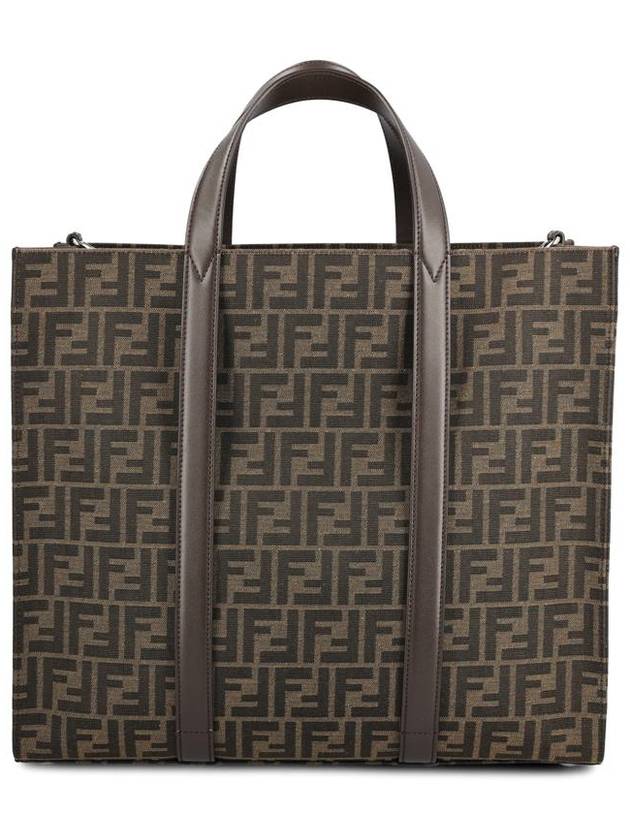 FF Jacquard Fabric Shopper Tote Bag Brown - FENDI - BALAAN 3