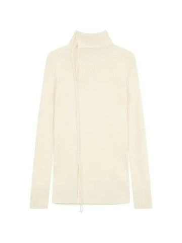 Yohji Yamamoto Y s Women Ribbed Wool Braid Knit Off White - YOHJI YAMAMOTO - BALAAN 1