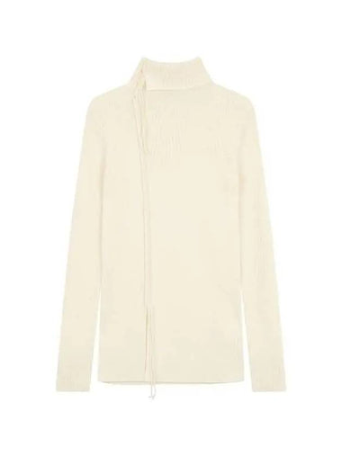 Yohji Yamamoto Y s Women Ribbed Wool Braid Knit Off White - YOHJI YAMAMOTO - BALAAN 1