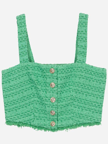 Tweed Blouse Crop Top Vest Green MFPTO00712 - MAJE - BALAAN 1