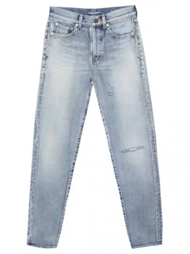 Slim Fit Santa Monica Blue Denim Pants Women Jeans - SAINT LAURENT - BALAAN 1