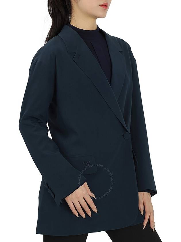 Crepe Silk Off Center Blazer Jacket Blue - FENDI - BALAAN 4