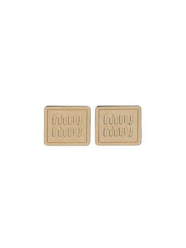 Logo Metal Earrings Gold - MIU MIU - BALAAN 1