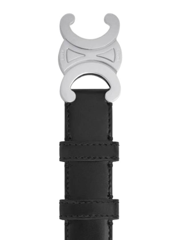 Silver Triomphe Calfskin Belt Black - CELINE - BALAAN 3