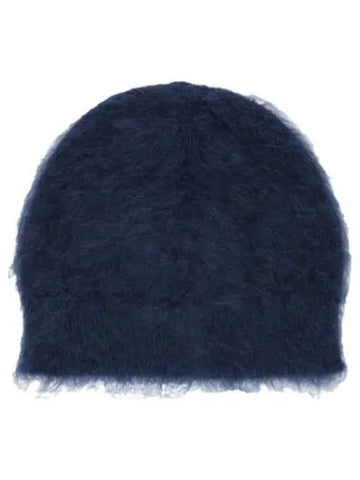 Brushed effect knit beanie navy hat - JIL SANDER - BALAAN 1